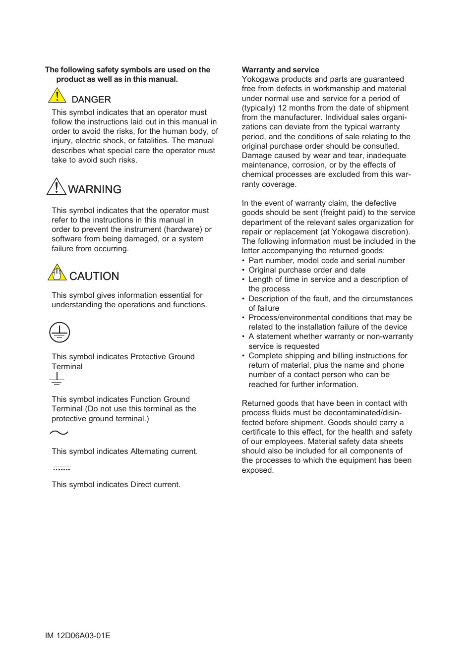 Warning, Warning caution caution | Yokogawa EXA ISC202 2-wire Conductivity Transmitter/Analyzer User Manual | Page 6 / 119