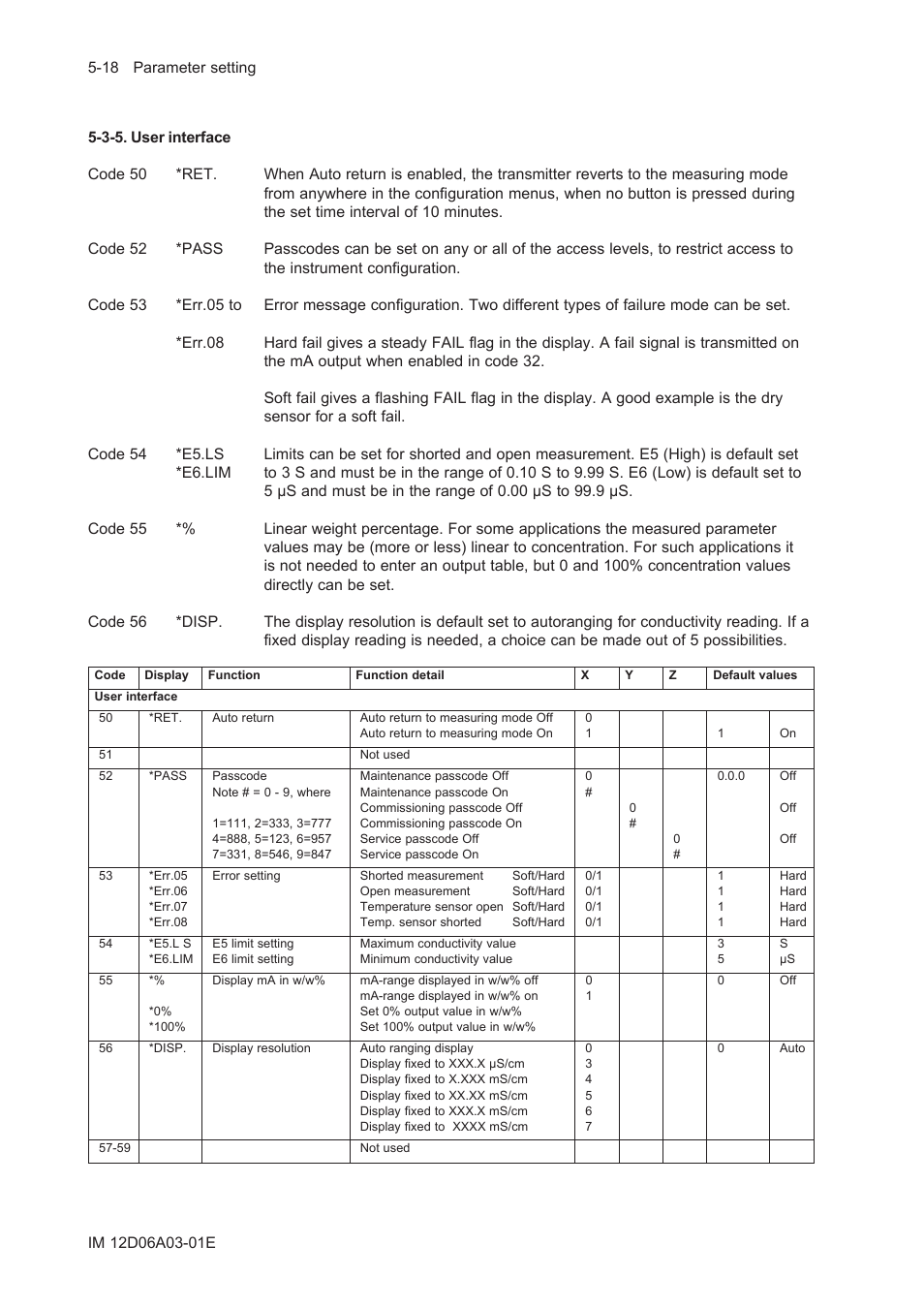 3-5. user interface, 3-5. user interface -18 | Yokogawa EXA ISC202 2-wire Conductivity Transmitter/Analyzer User Manual | Page 60 / 119