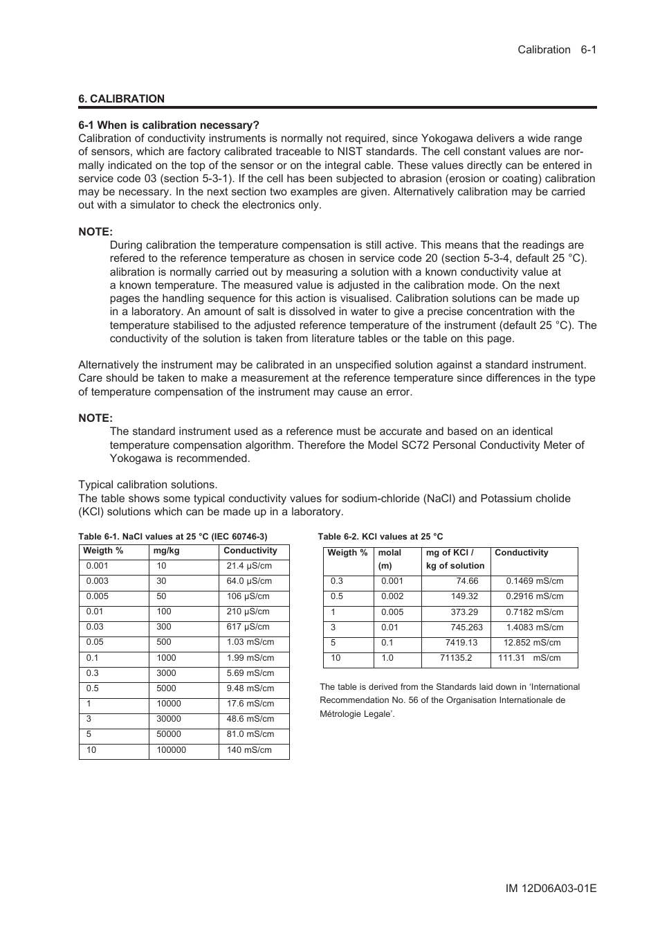 Calibration, 1 when is calibration necessary, Calibration -1 | 1 when is calibration necessary? -1 | Yokogawa EXA ISC202 2-wire Conductivity Transmitter/Analyzer User Manual | Page 63 / 119