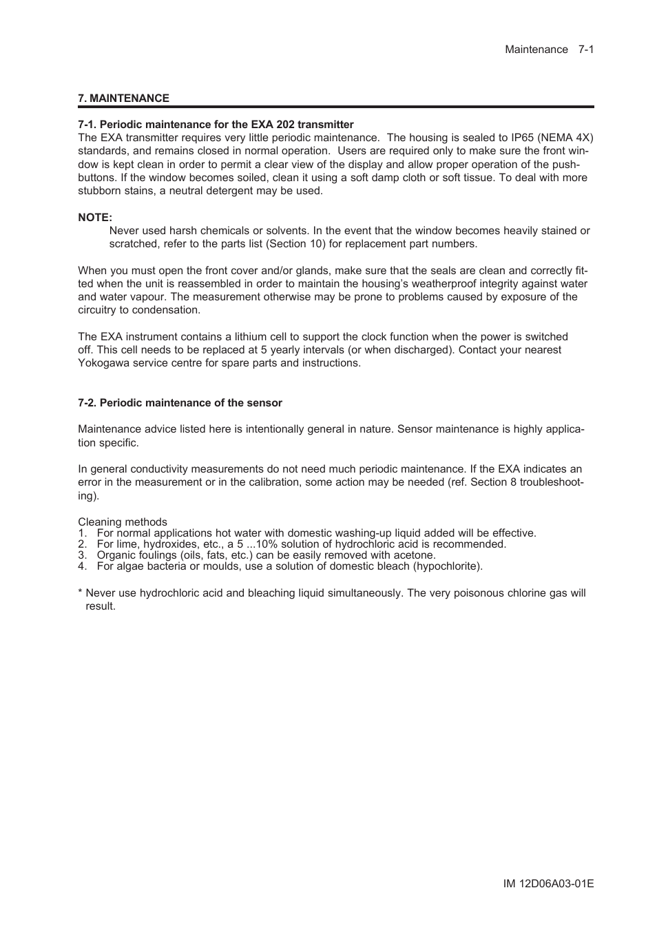 Maintenance, 2. periodic maintenance of the sensor, Maintenance -1 | 2. periodic maintenance of the sensor -1 | Yokogawa EXA ISC202 2-wire Conductivity Transmitter/Analyzer User Manual | Page 65 / 119