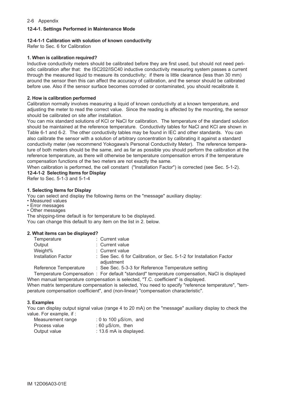 4-1. settings performed in maintenance mode, 4-1-2 selecting items for display | Yokogawa EXA ISC202 2-wire Conductivity Transmitter/Analyzer User Manual | Page 78 / 119