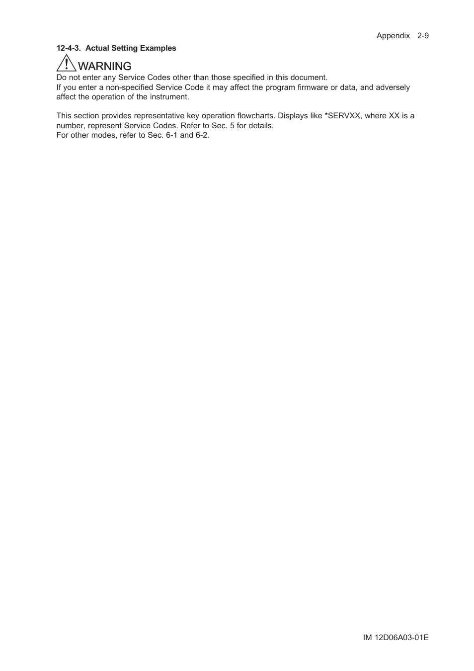 4-3. actual setting examples, Warning | Yokogawa EXA ISC202 2-wire Conductivity Transmitter/Analyzer User Manual | Page 81 / 119