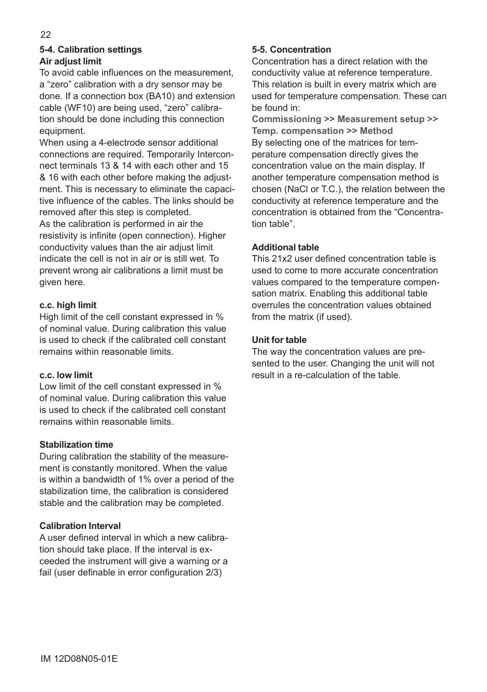 4. calibration settings, 5. concentration, 3. temperature compensation | Yokogawa EXAxt SC450 4-Wire Analyzer for Conductivity/Resistivity User Manual | Page 30 / 71