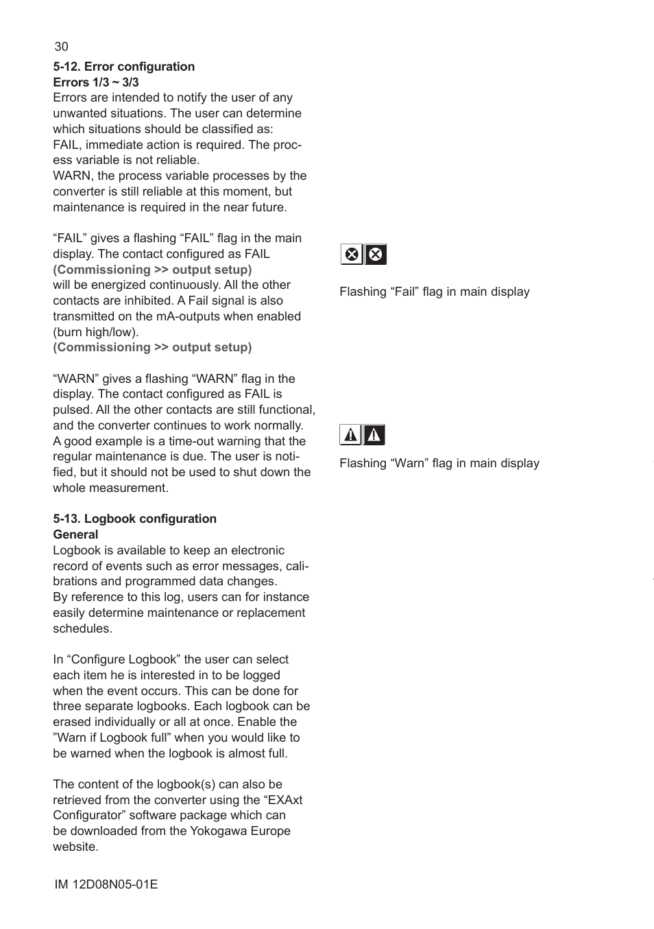 12. error configuration, 13. logbook configuration, 11. input contacts | Yokogawa EXAxt SC450 4-Wire Analyzer for Conductivity/Resistivity User Manual | Page 38 / 71