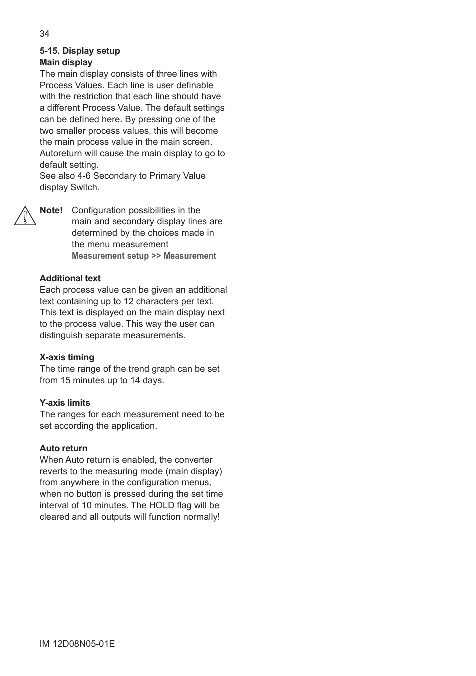 15. display setup, 14. advanced setup | Yokogawa EXAxt SC450 4-Wire Analyzer for Conductivity/Resistivity User Manual | Page 42 / 71
