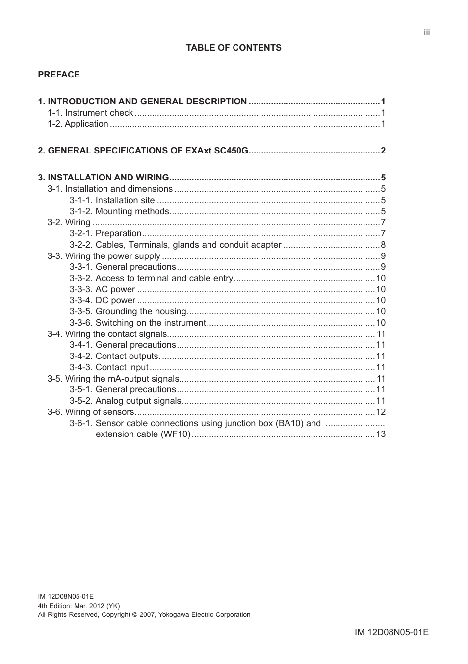 Yokogawa EXAxt SC450 4-Wire Analyzer for Conductivity/Resistivity User Manual | Page 5 / 71