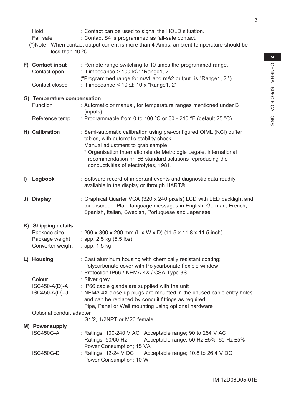 Yokogawa ISC450 4-Wire Analyzer for Inductive Conductivity User Manual | Page 11 / 69
