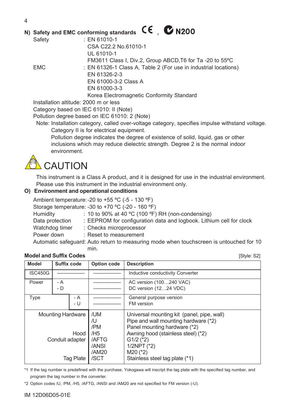 Caution | Yokogawa ISC450 4-Wire Analyzer for Inductive Conductivity User Manual | Page 12 / 69