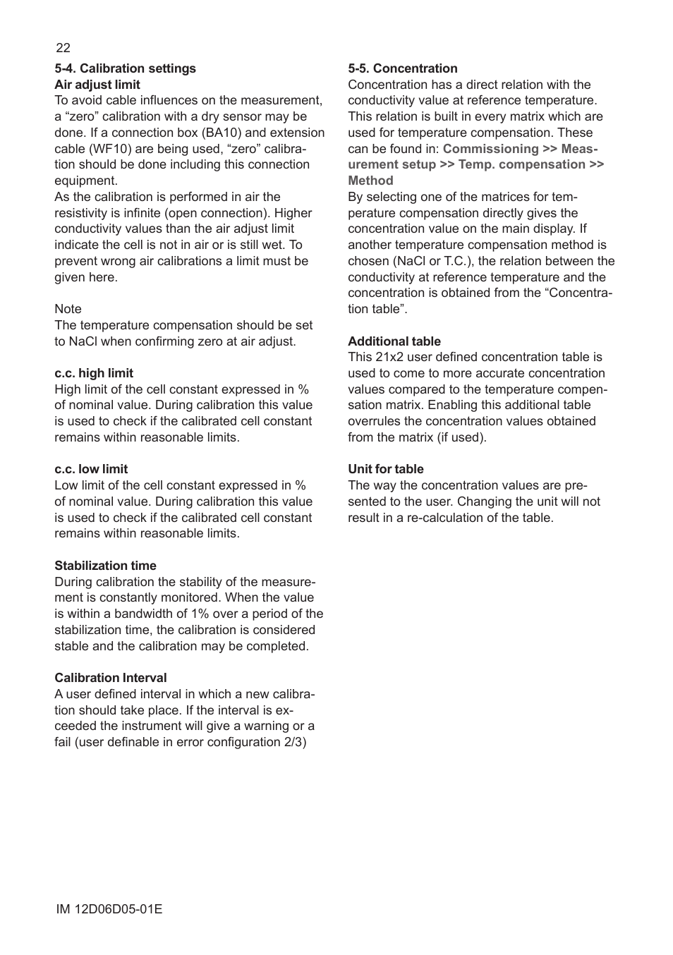 4. calibration settings, 5. concentration | Yokogawa ISC450 4-Wire Analyzer for Inductive Conductivity User Manual | Page 30 / 69