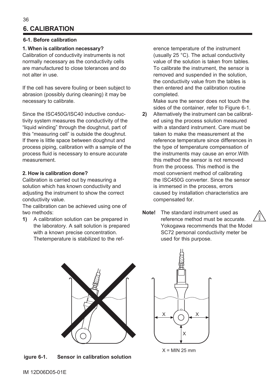 Calibration, 1. before calibration | Yokogawa ISC450 4-Wire Analyzer for Inductive Conductivity User Manual | Page 44 / 69