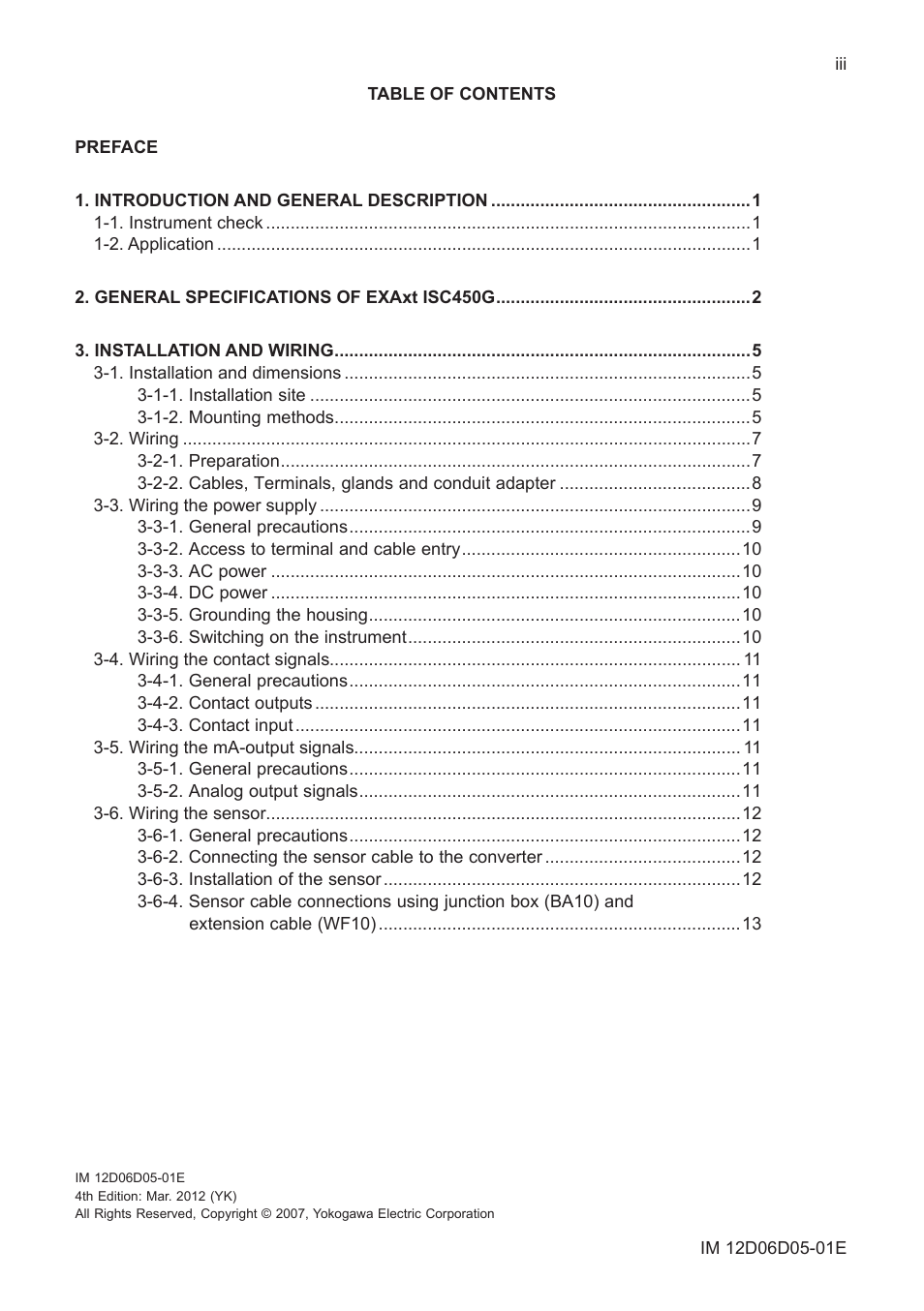 Yokogawa ISC450 4-Wire Analyzer for Inductive Conductivity User Manual | Page 5 / 69