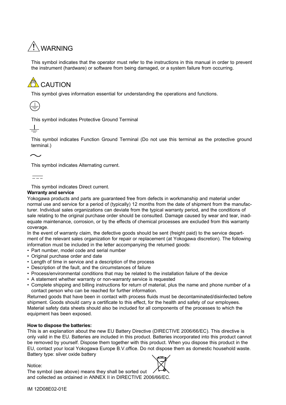 Warning caution | Yokogawa EXA DC402 Dual-Channel Conductivity Analyzer User Manual | Page 3 / 80