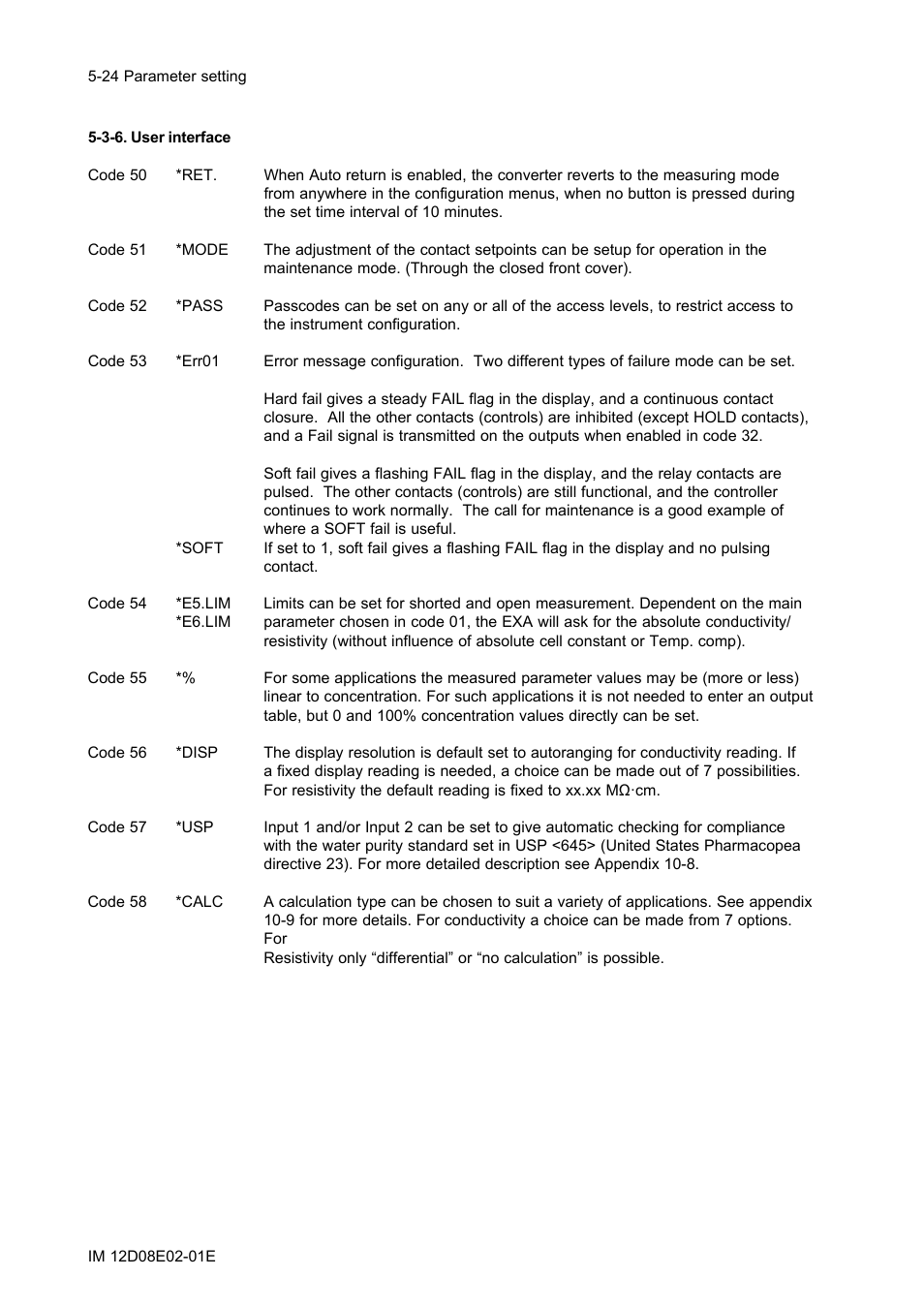 3-6. user interface, 3-6. user interface -24 | Yokogawa EXA DC402 Dual-Channel Conductivity Analyzer User Manual | Page 49 / 80