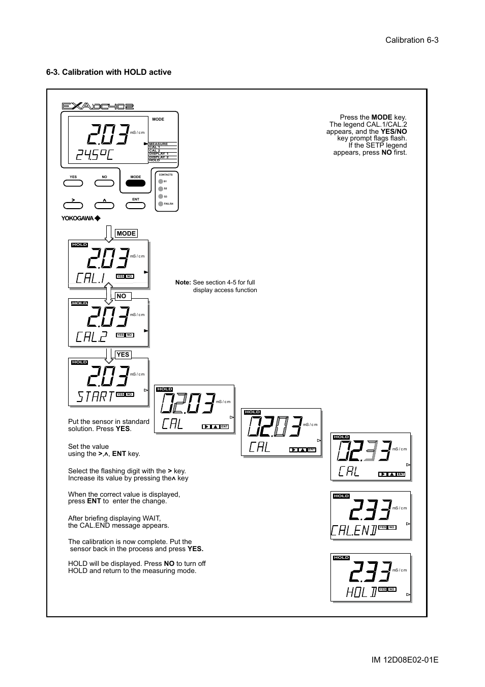 3. calibration with hold active, 3. calibration with hold active -3 | Yokogawa EXA DC402 Dual-Channel Conductivity Analyzer User Manual | Page 56 / 80