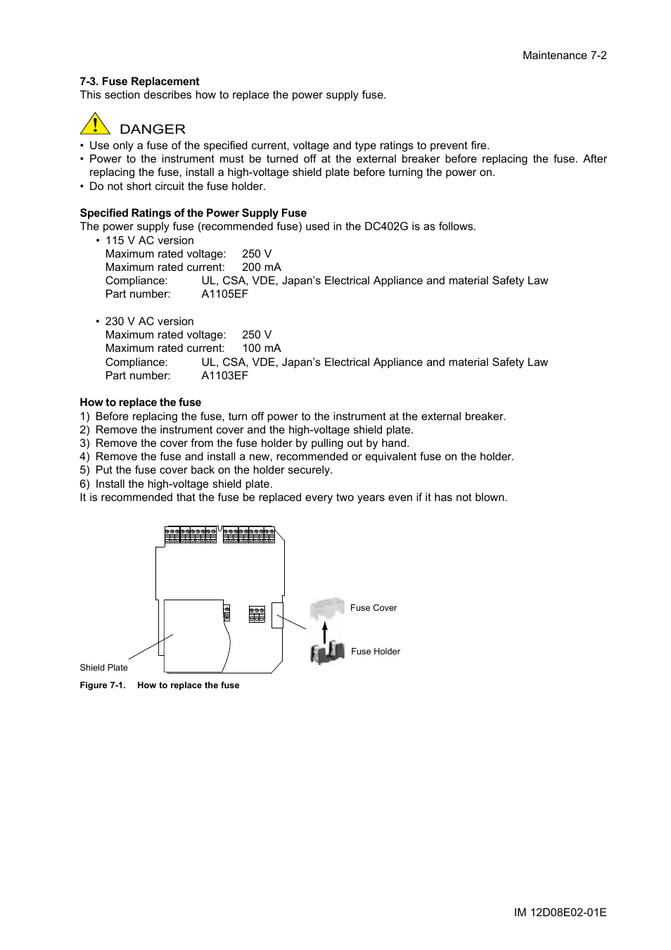 3. fuse replacement, 3. fuse replacement -2 | Yokogawa EXA DC402 Dual-Channel Conductivity Analyzer User Manual | Page 59 / 80