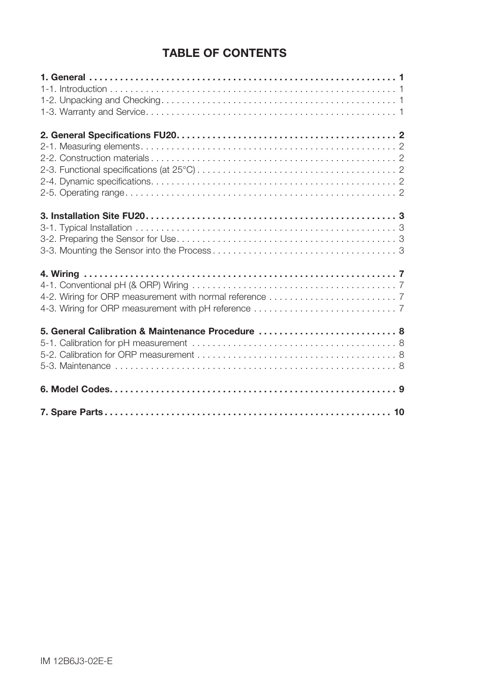 Yokogawa FU20/PH20 All-in-One pH/ORP Sensor User Manual | Page 2 / 12