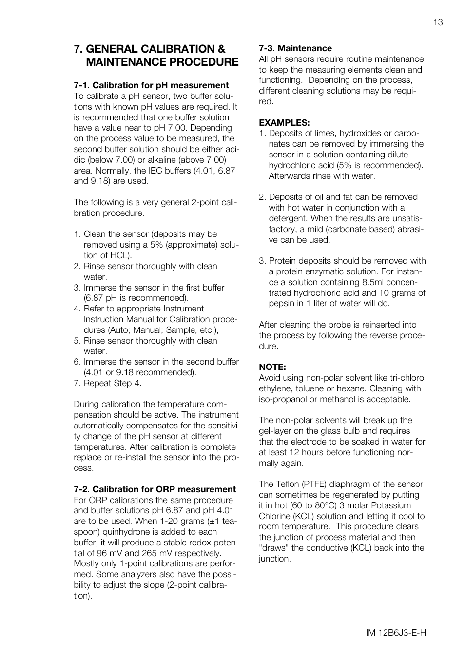 General calibration & maintenance procedure | Yokogawa FU20/PH20 All-in-One pH/ORP Sensor User Manual | Page 17 / 20