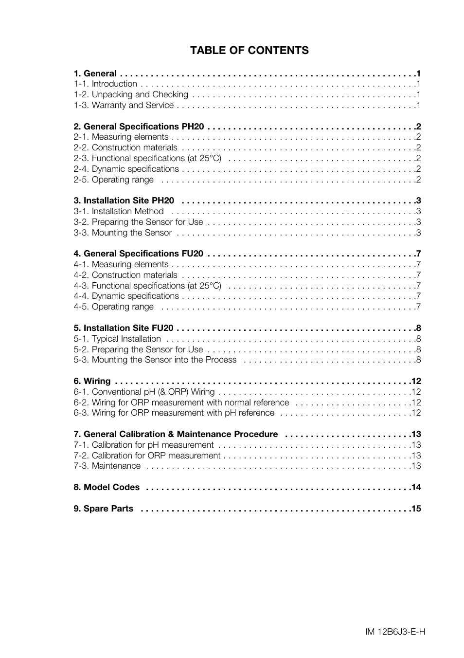 Yokogawa FU20/PH20 All-in-One pH/ORP Sensor User Manual | Page 3 / 20