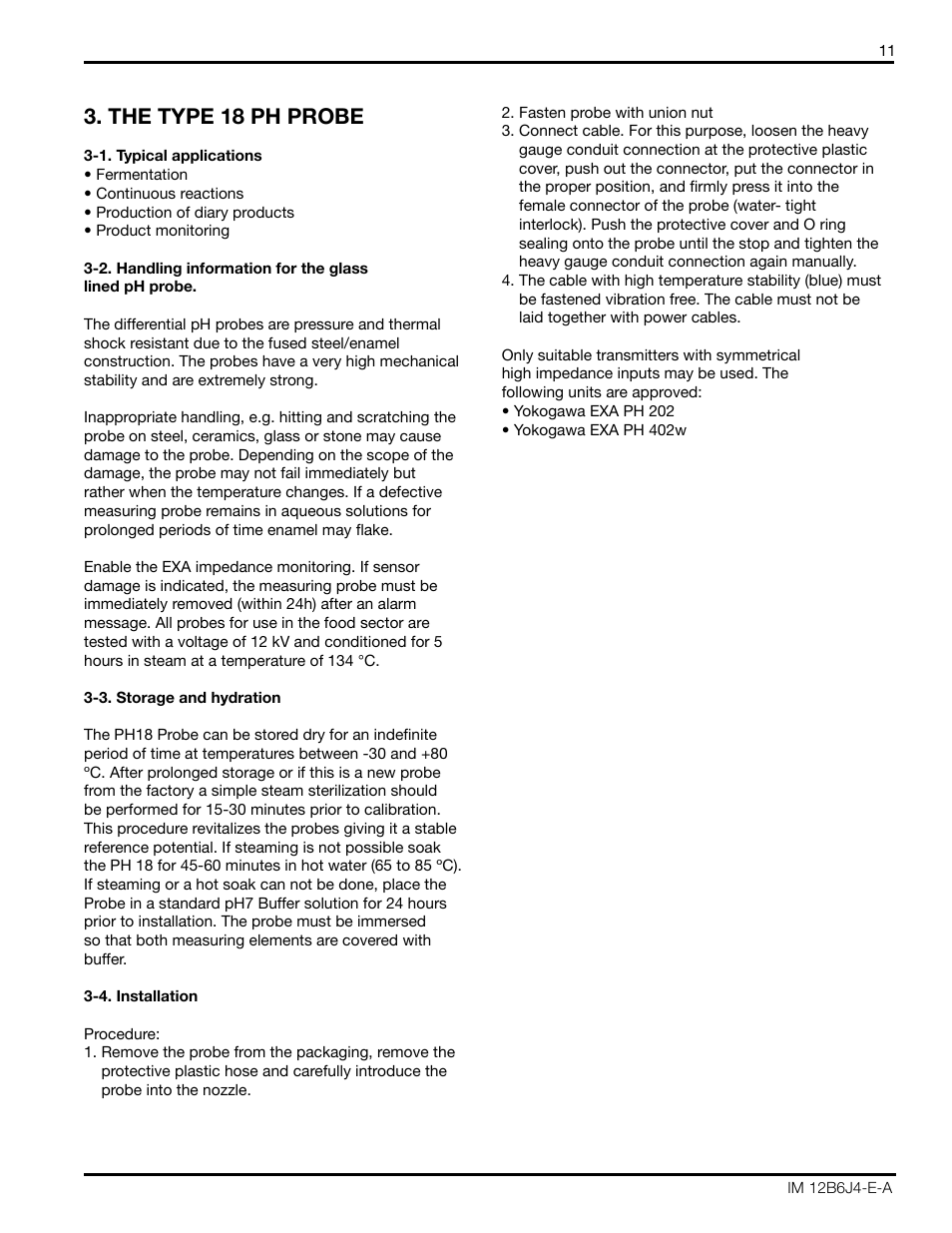 The type 18 ph probe | Yokogawa PH18 Differential pH Sensor User Manual | Page 11 / 18