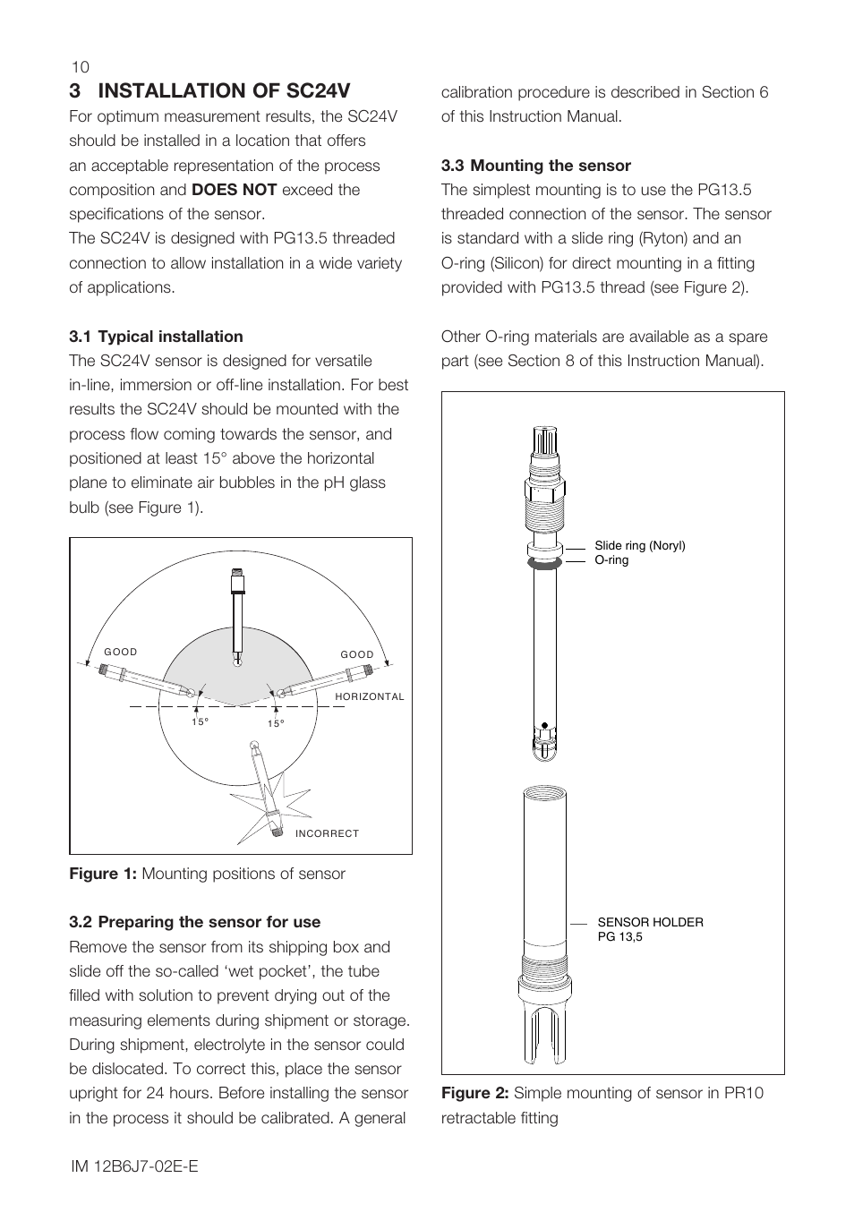 3 installation of sc24v | Yokogawa SC24V Differential pH ORP Electrode User Manual | Page 10 / 20