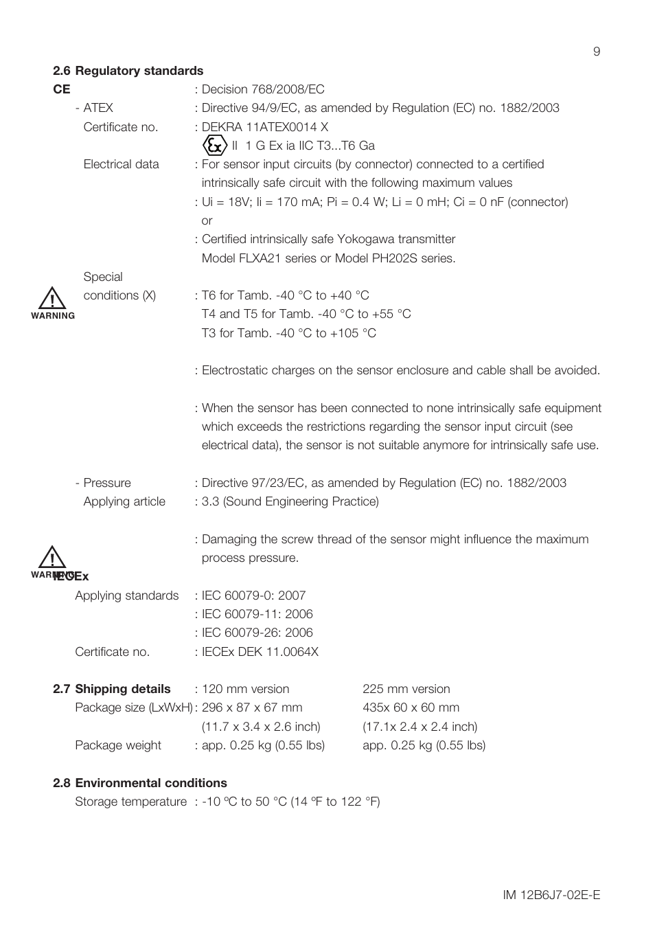 Yokogawa SC24V Differential pH ORP Electrode User Manual | Page 9 / 20
