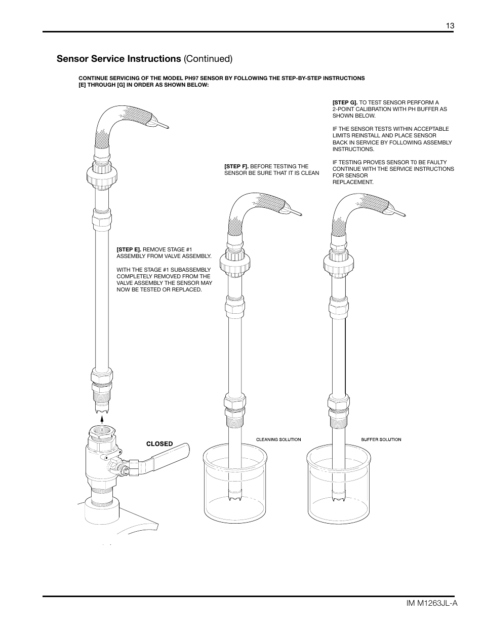 Sensor service instructions, Model ph87 retraction sensor assembly, Continued) | Sensor service instructions (continued) | Yokogawa pH/ORP Retractable PH97 User Manual | Page 13 / 20