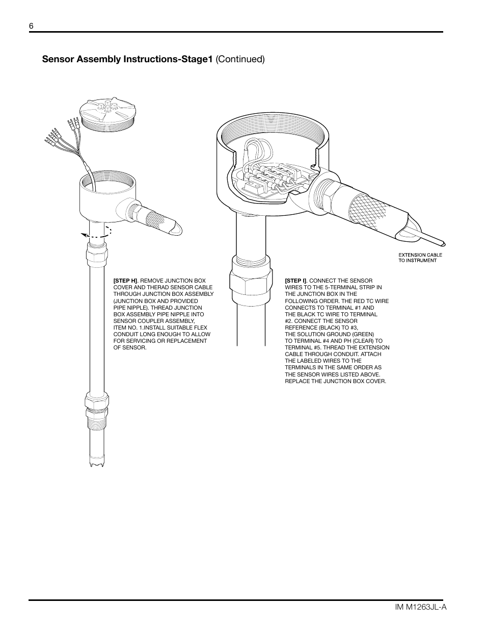 Sensor assembly instructions—stage1, Continued), Model ph87 retraction sensor assembly | Sensor assembly instructions-stage1 (continued) | Yokogawa pH/ORP Retractable PH97 User Manual | Page 6 / 20