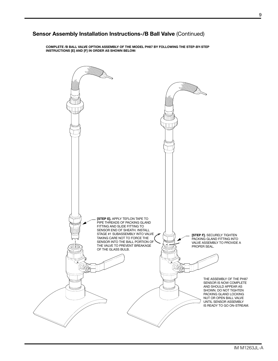 Model ph87 retraction sensor assembly, Continued) | Yokogawa pH/ORP Retractable PH97 User Manual | Page 9 / 20