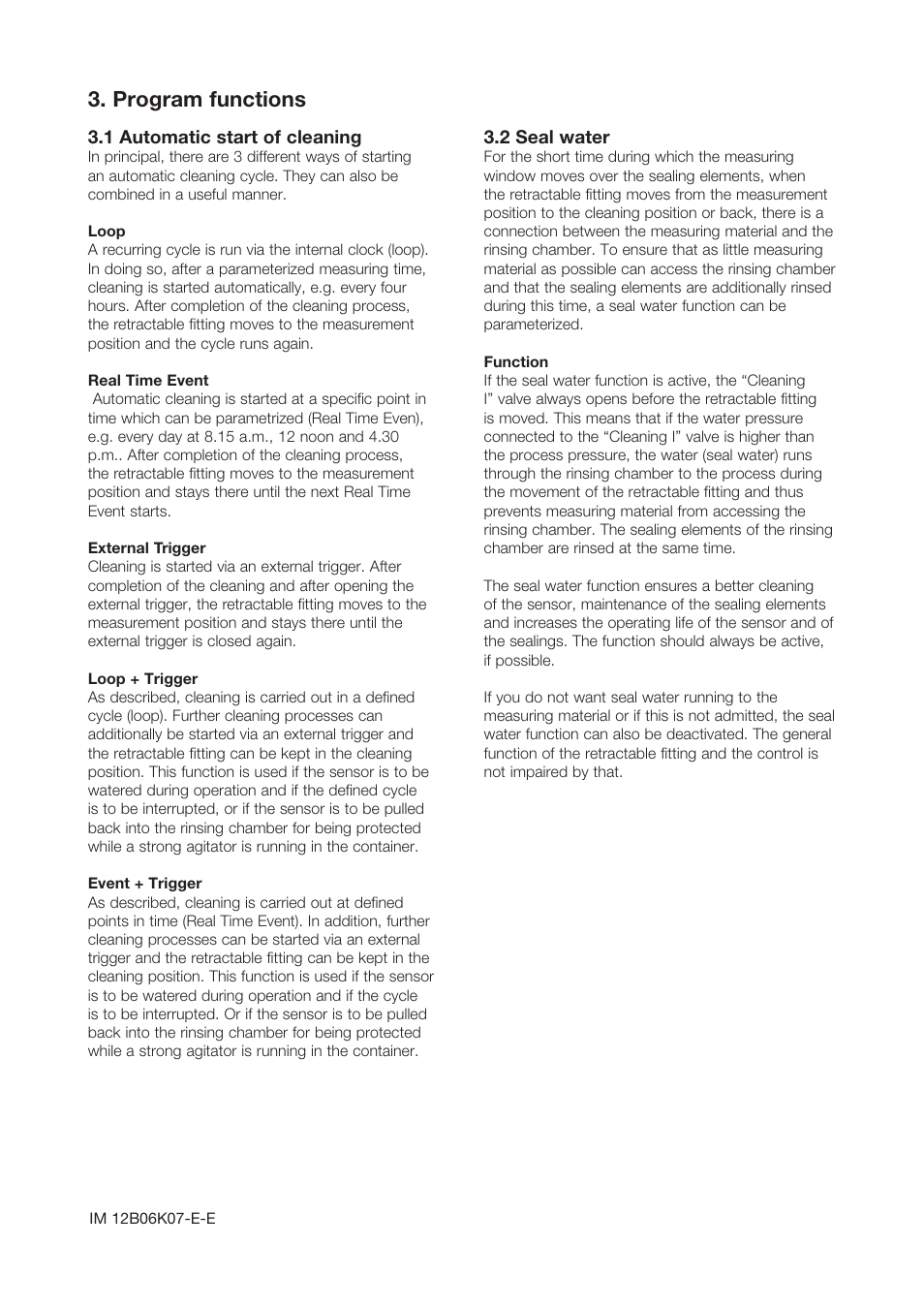 Program functions | Yokogawa Pneumatic Retractables RF20H User Manual | Page 6 / 20