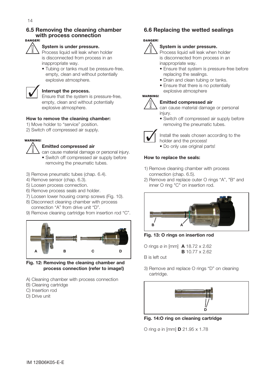 6 replacing the wetted sealings | Yokogawa Pneumatic Retractables RF20H User Manual | Page 14 / 28