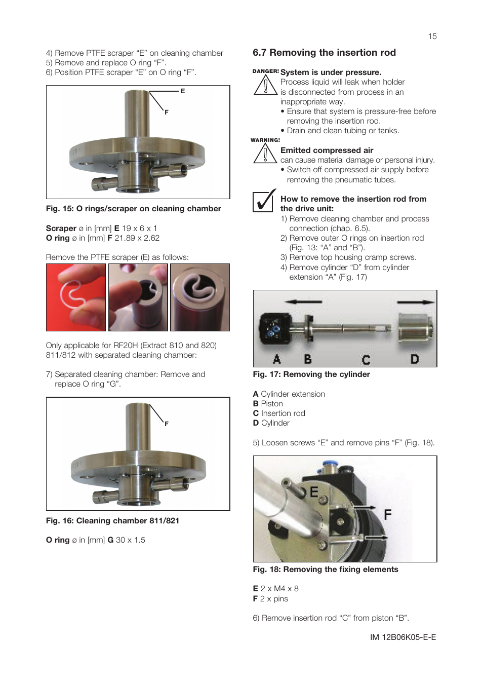 7 removing the insertion rod, 8 installing the insertion rod | Yokogawa Pneumatic Retractables RF20H User Manual | Page 15 / 28
