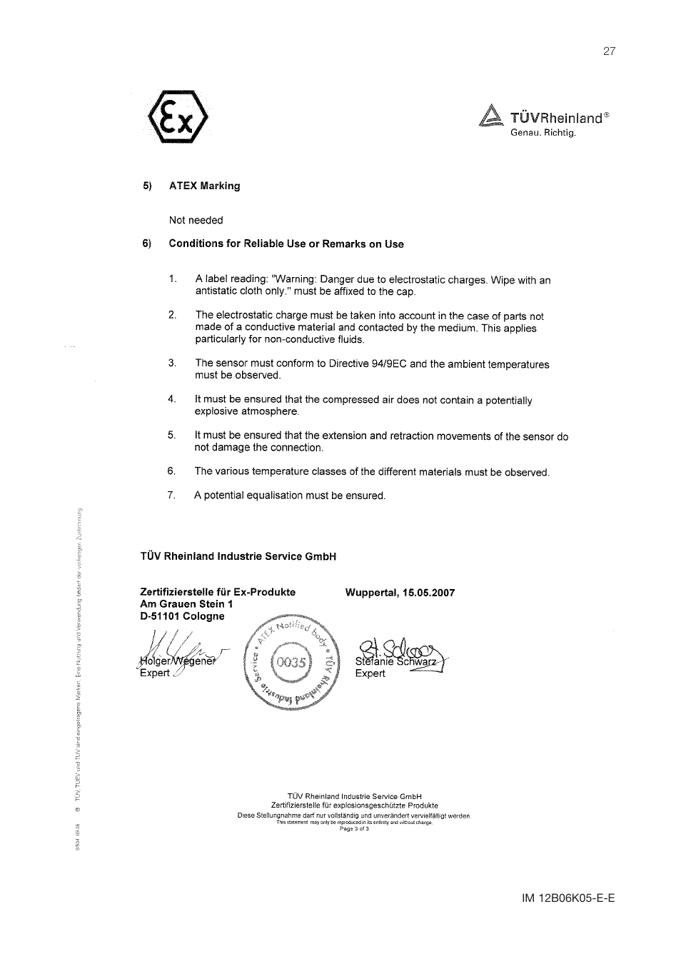 Yokogawa Pneumatic Retractables RF20H User Manual | Page 27 / 28