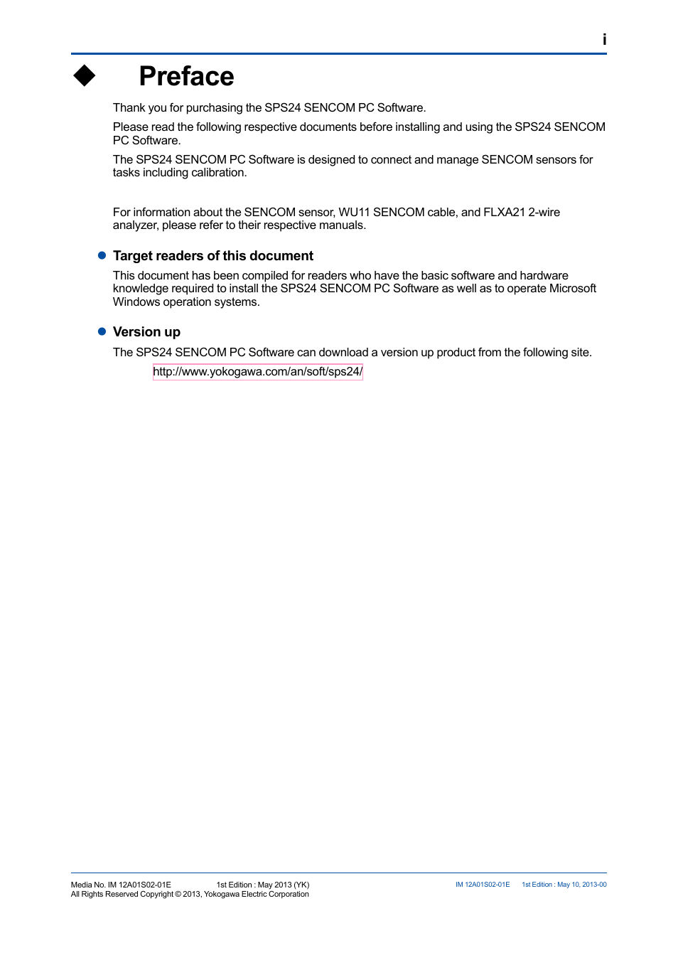 U preface, Upreface | Yokogawa SPS24 User Manual | Page 2 / 35