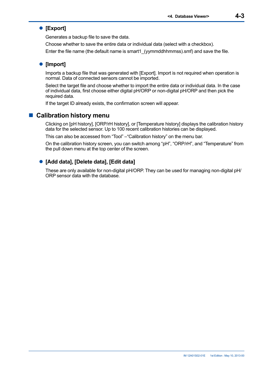 Ncalibration history menu | Yokogawa SPS24 User Manual | Page 25 / 35