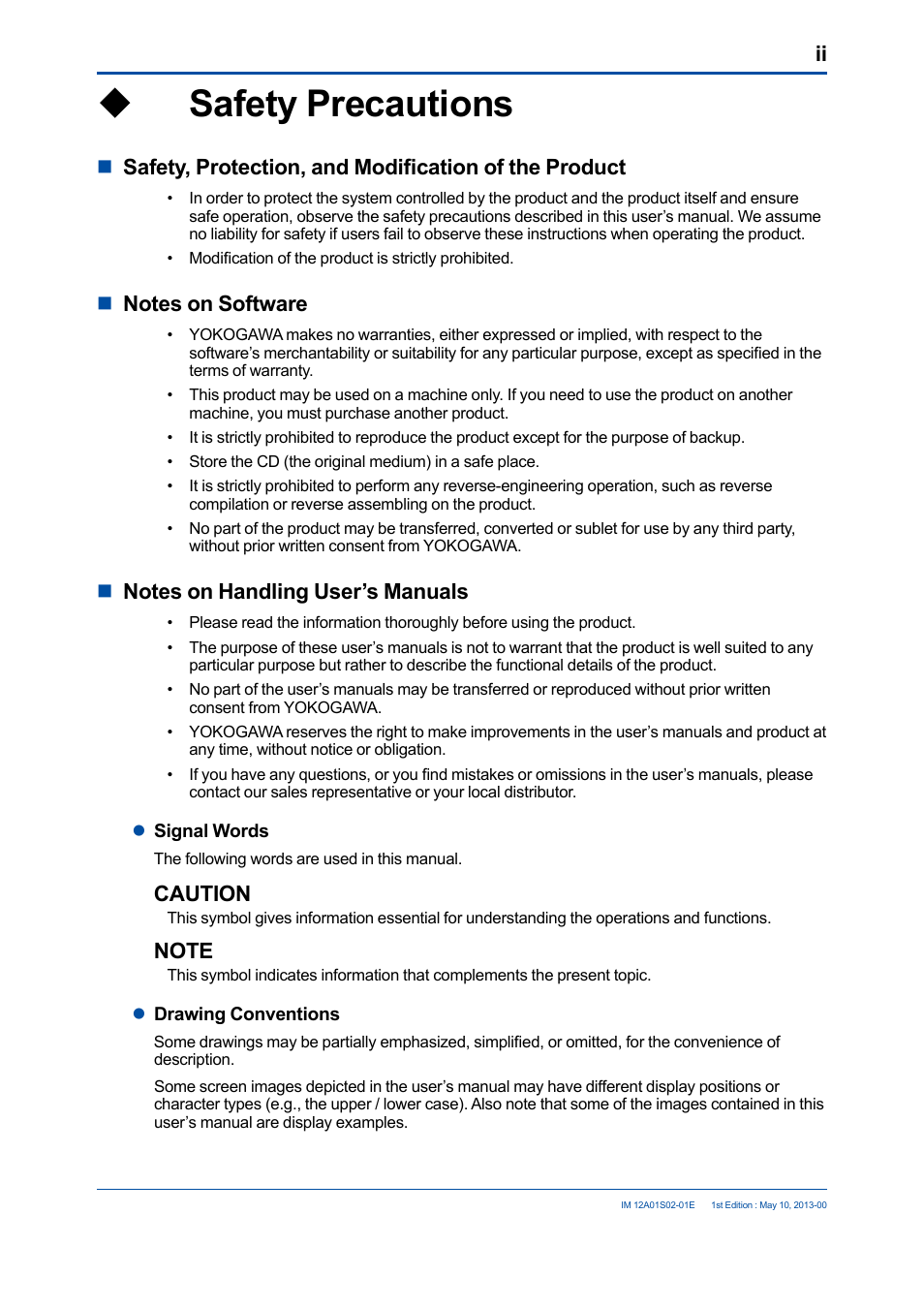 U safety precautions, Usafety precautions, Caution | Yokogawa SPS24 User Manual | Page 3 / 35