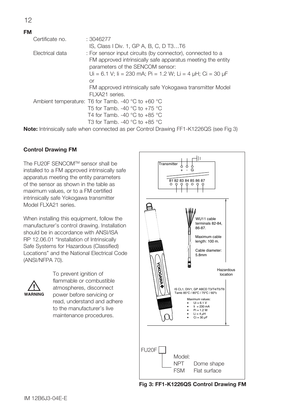 Yokogawa FU20F User Manual | Page 12 / 24