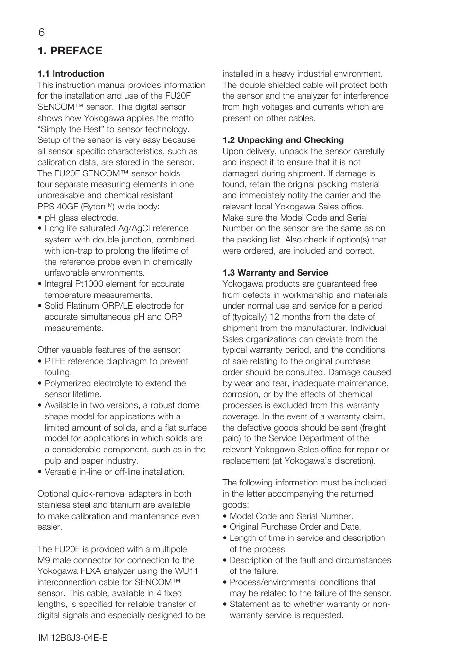 Preface | Yokogawa FU20F User Manual | Page 6 / 24