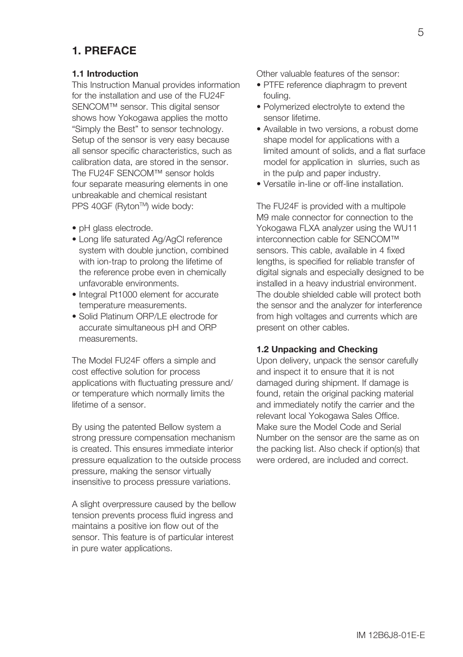 Preface | Yokogawa FU24F User Manual | Page 5 / 20