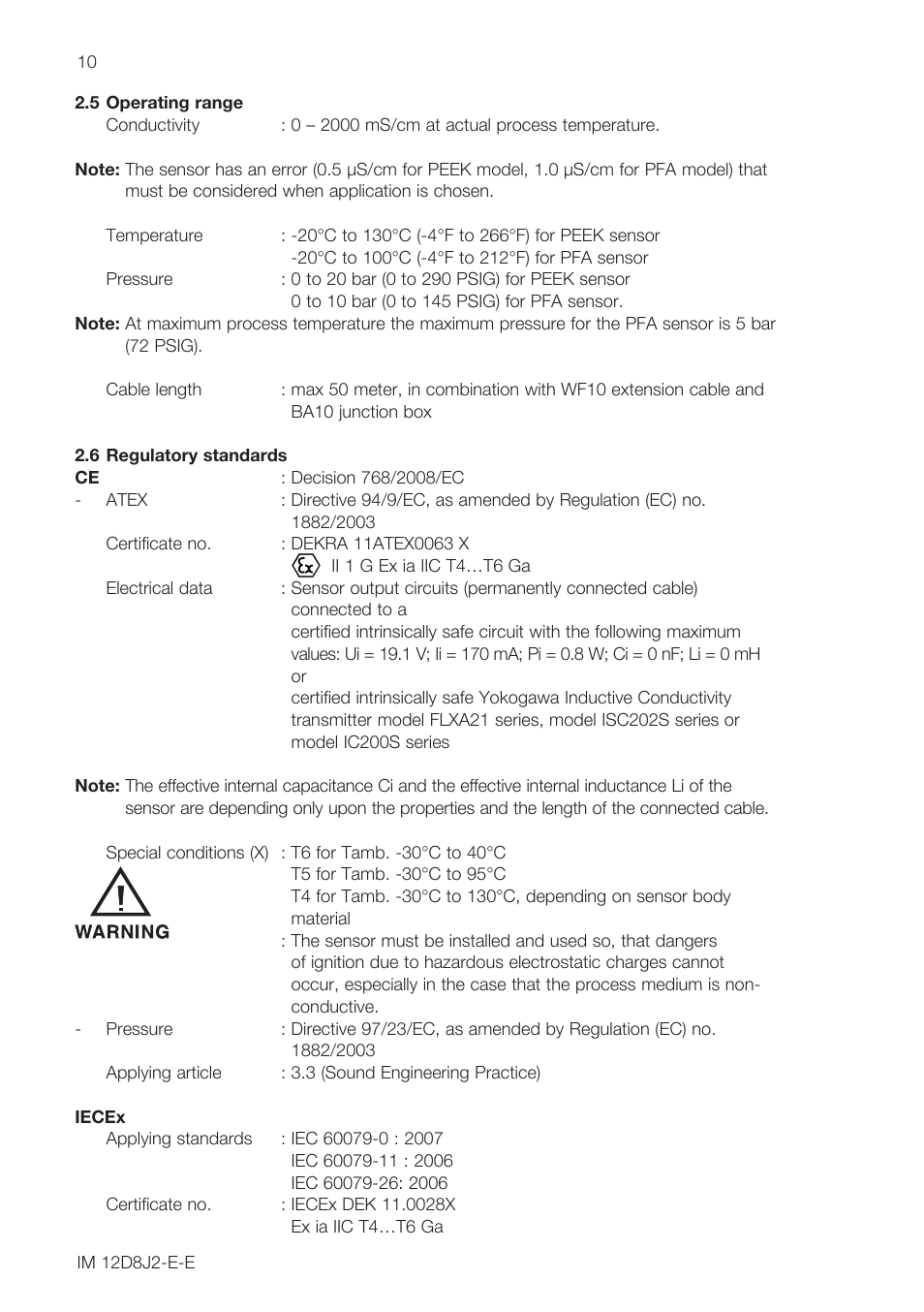 Yokogawa ISC40 Inductive Conductivity Sensor User Manual | Page 10 / 36