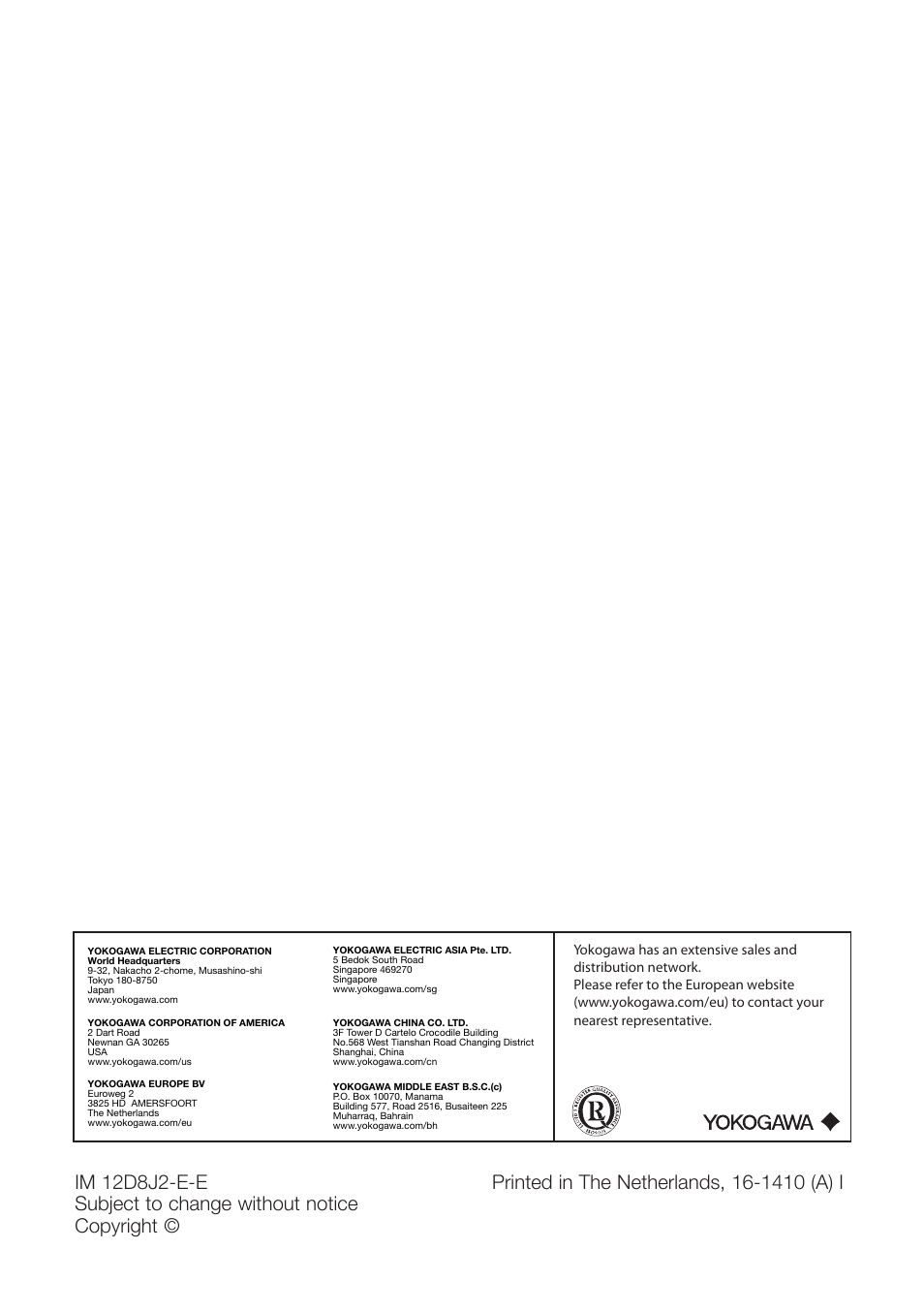 Yokogawa ISC40 Inductive Conductivity Sensor User Manual | Page 36 / 36