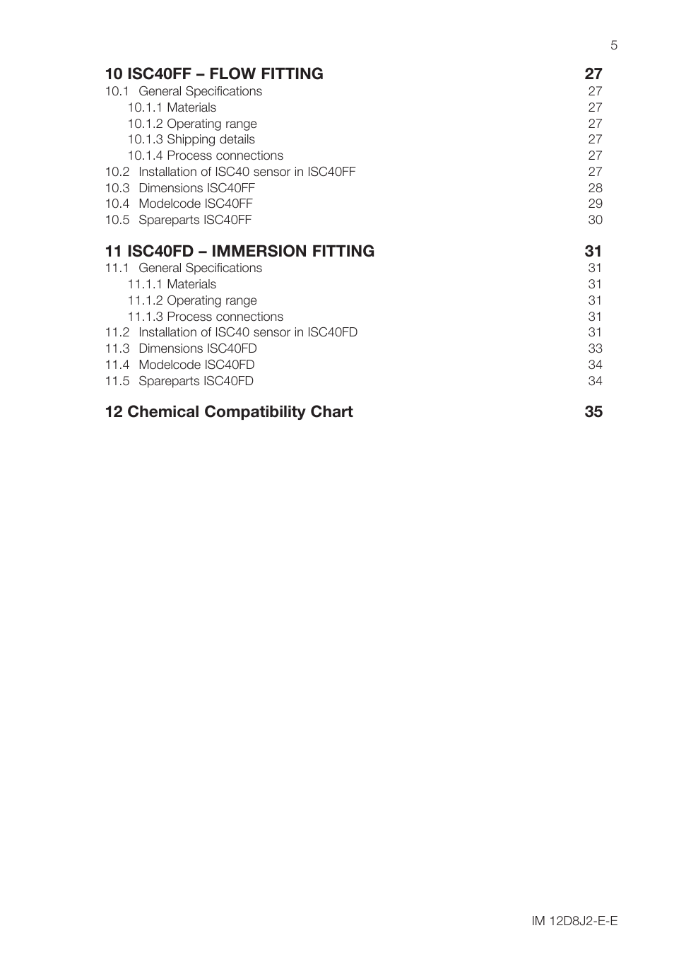 12 chemical compatibility chart 35 | Yokogawa ISC40 Inductive Conductivity Sensor User Manual | Page 5 / 36