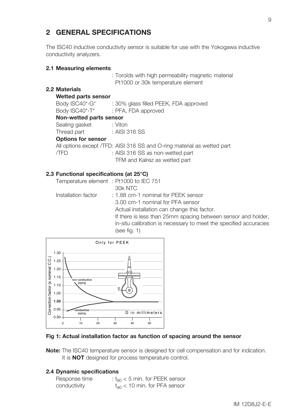 2 general specifications | Yokogawa ISC40 Inductive Conductivity Sensor User Manual | Page 9 / 36