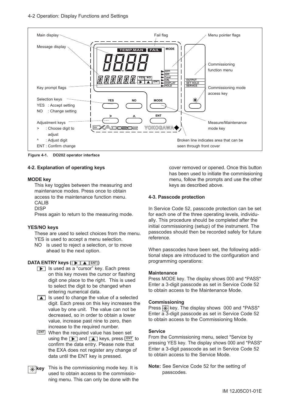 3. passcode protection | Yokogawa DO202 2-Wire Dissolved Oxygen Analyzer User Manual | Page 39 / 90