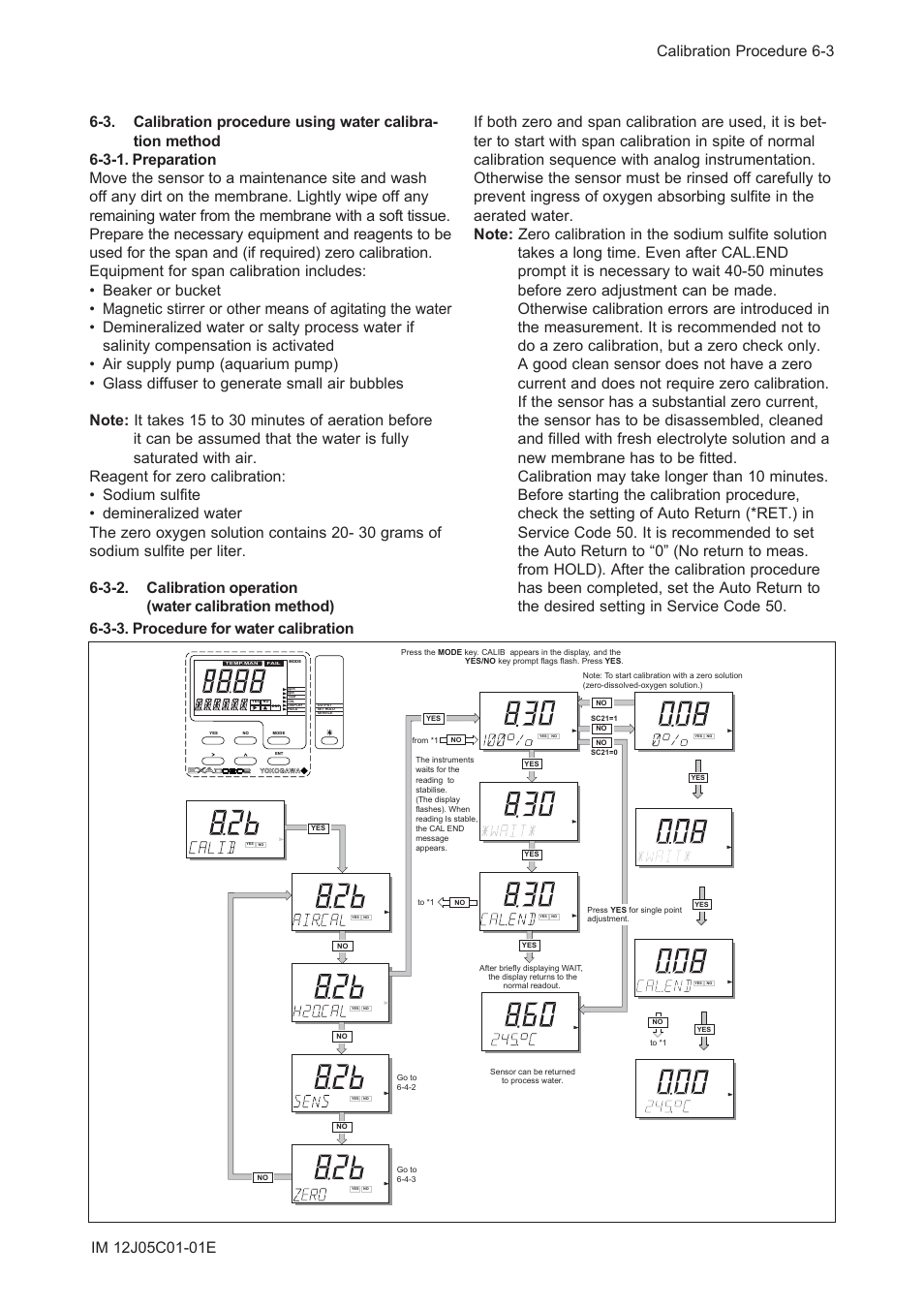 3-1. preparation, 3-3. procedure for water calibration | Yokogawa DO202 2-Wire Dissolved Oxygen Analyzer User Manual | Page 54 / 90
