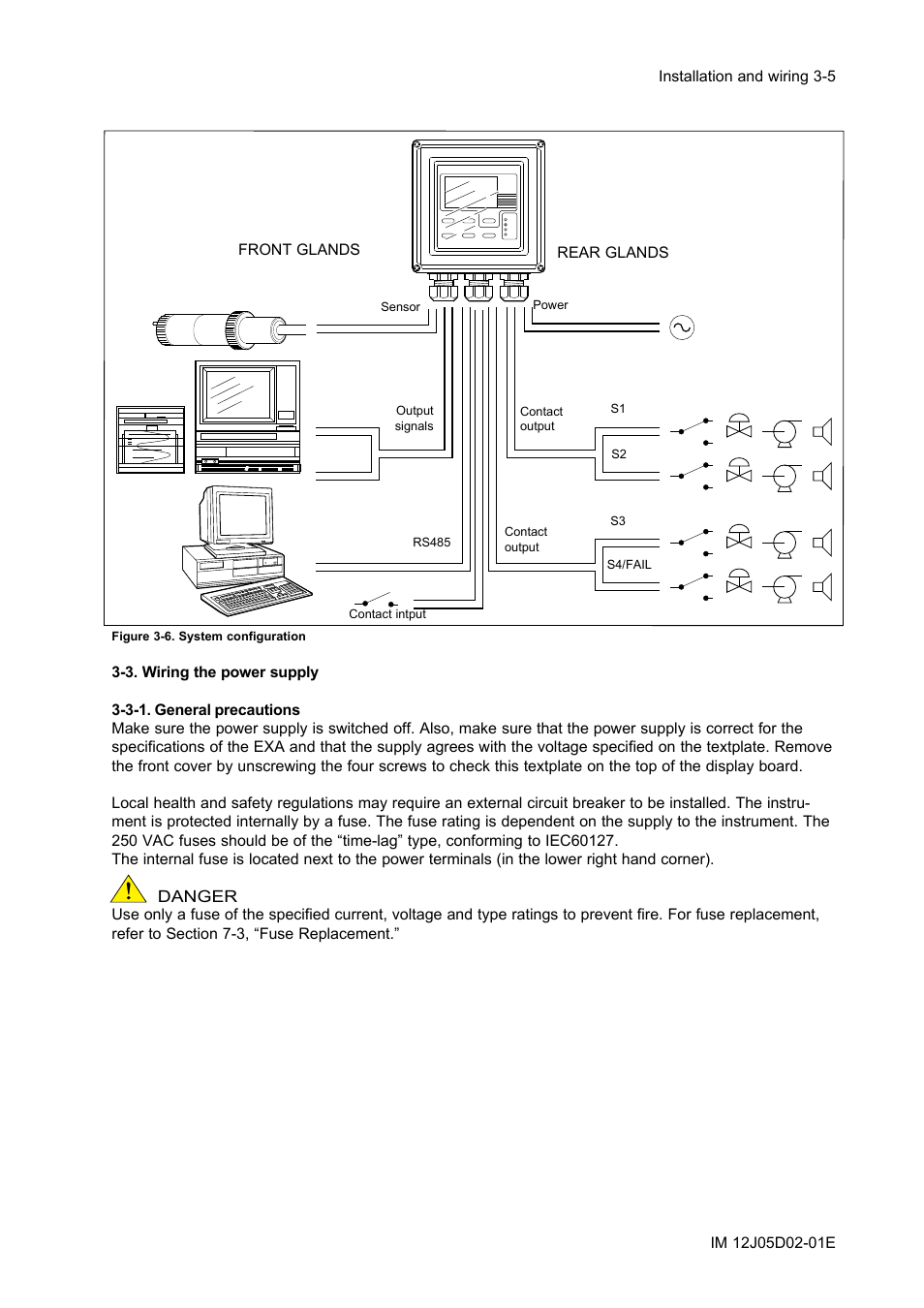 3. wiring the power supply, 3-1. general precautions, 3. wiring the power supply -5 | 3-1. general precautions -5 | Yokogawa DO402 Dissolved Oxygen Analyzer User Manual | Page 25 / 98