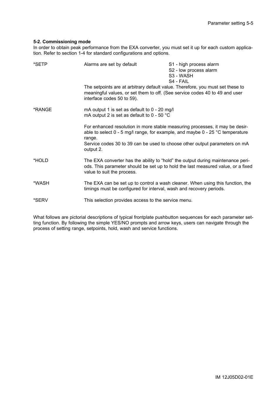 2. commissioning mode, 2. commissioning mode -5 | Yokogawa DO402 Dissolved Oxygen Analyzer User Manual | Page 41 / 98