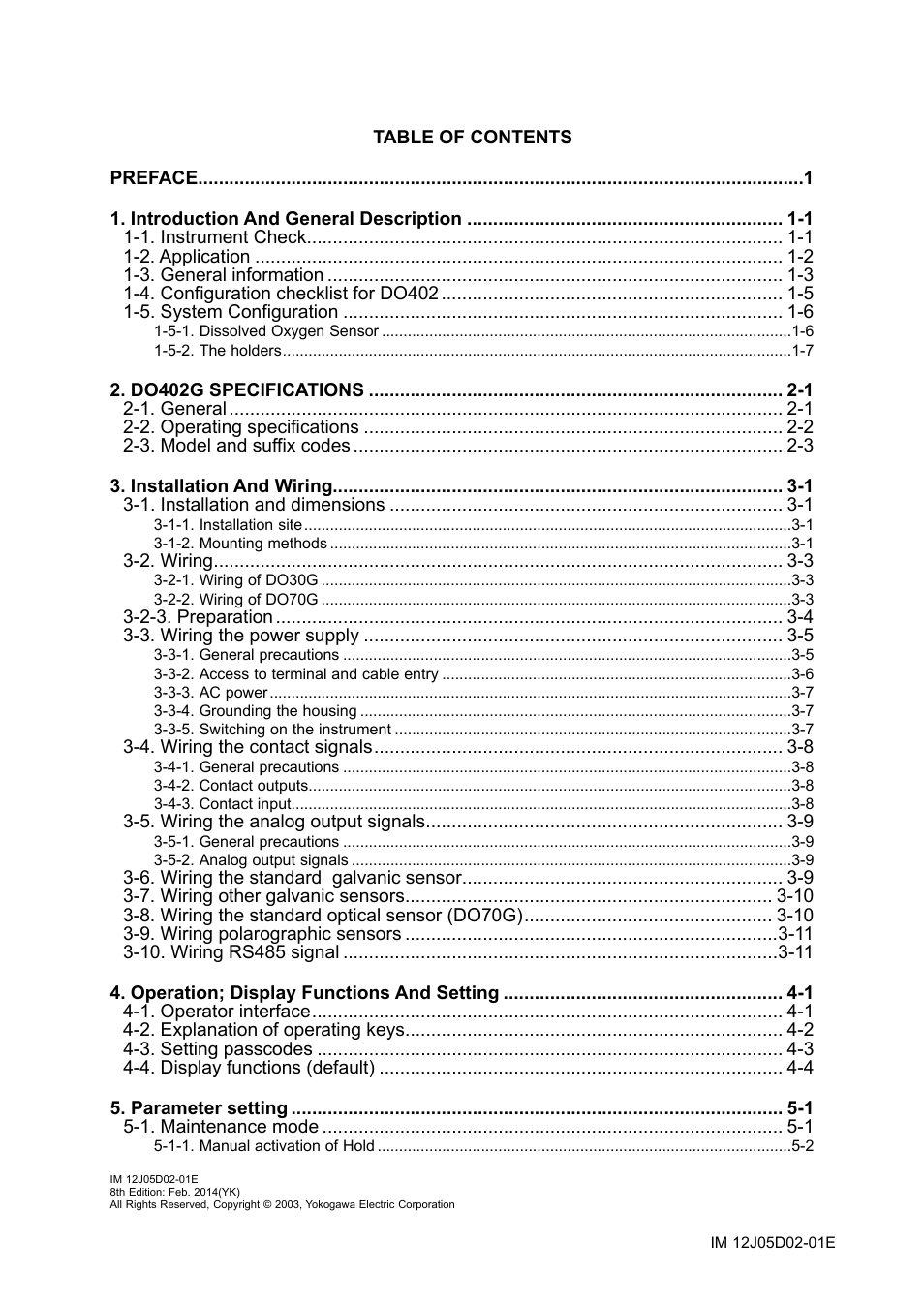 Yokogawa DO402 Dissolved Oxygen Analyzer User Manual | Page 5 / 98
