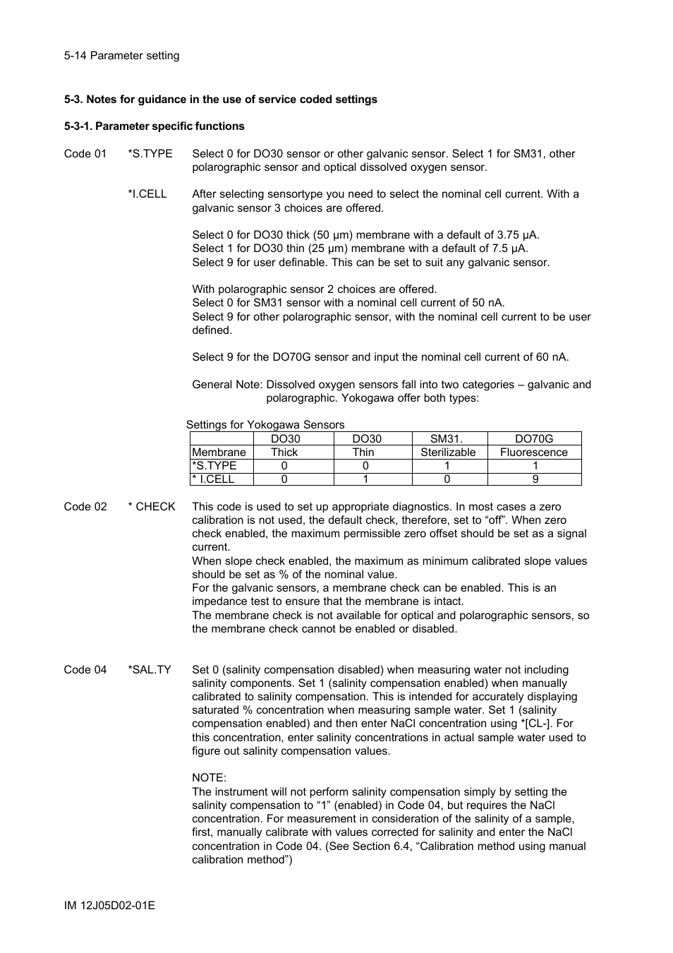 3-1. parameter specific functions, 3-1. parameter specific functions -14 | Yokogawa DO402 Dissolved Oxygen Analyzer User Manual | Page 50 / 98