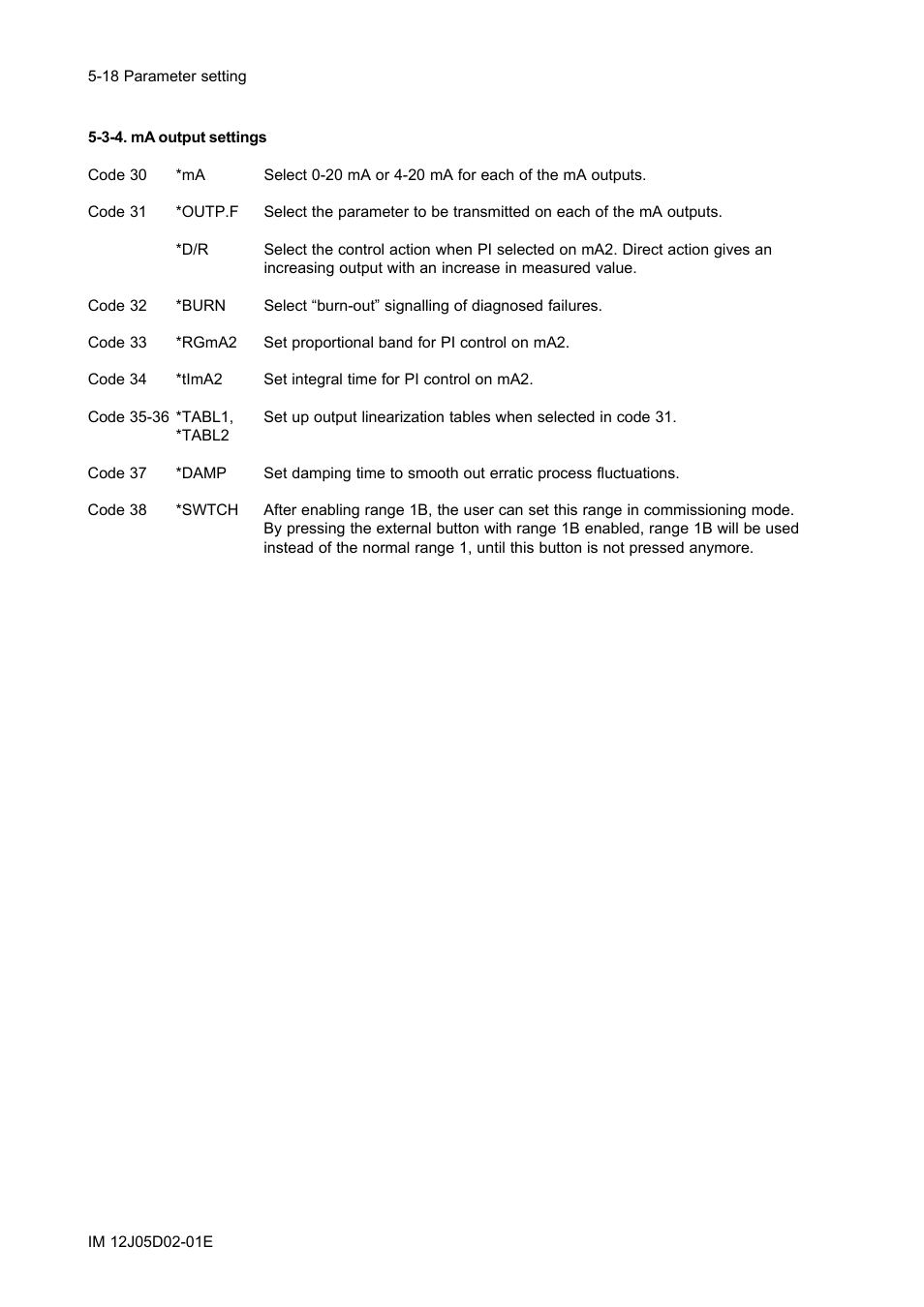 3-4. ma output settings, 3-4. ma output settings -18 | Yokogawa DO402 Dissolved Oxygen Analyzer User Manual | Page 54 / 98