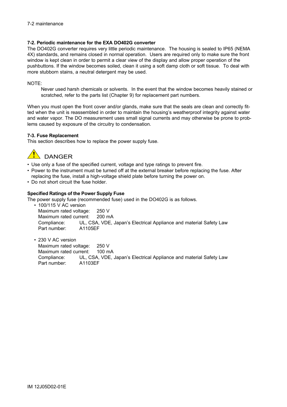 3. fuse replacement, 3. fuse replacement -2 | Yokogawa DO402 Dissolved Oxygen Analyzer User Manual | Page 76 / 98